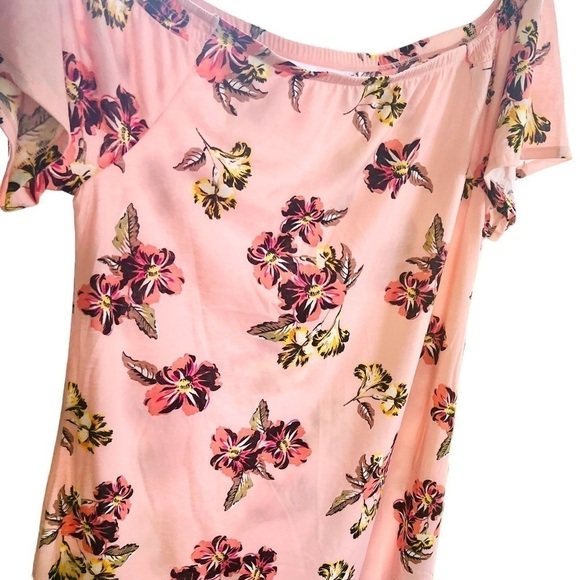 West Loop Pink Floral Off the Shoulder Dress Tunic Mini Stretchy Cottagecore XXL - Picture 4 of 10